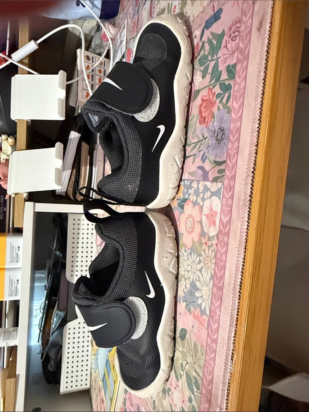 Nike Black Slip-On Toddlers' Sneakers with White Swoosh